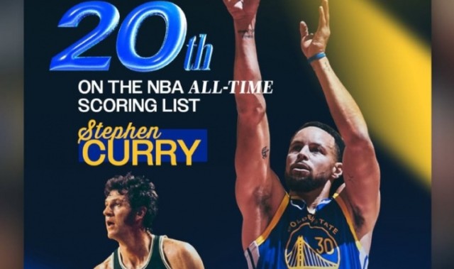 kaiyun-在家里没闲着！库里生涯总得分排名连升2名 巴特勒转发送祝贺